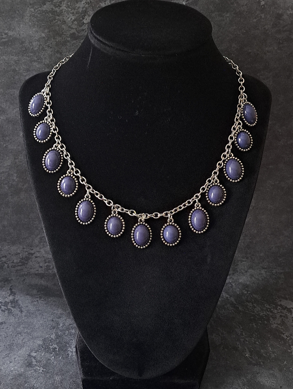 Paparazzi "Make Some Roam" Silver Chain Necklace with Blue Cabochon Drops